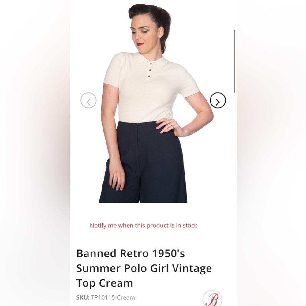 Banned Retro summer girl cream knit polo top